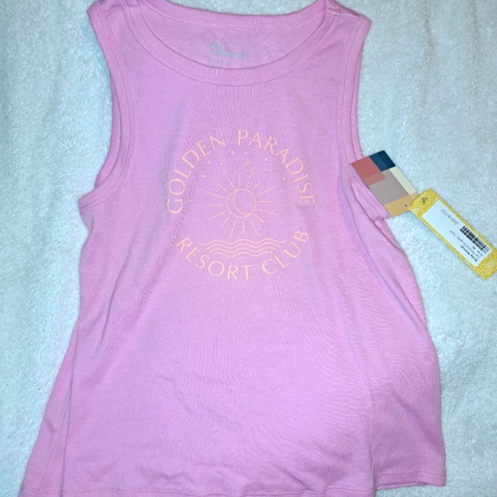 Girls Pink Tank with Graphic Logo